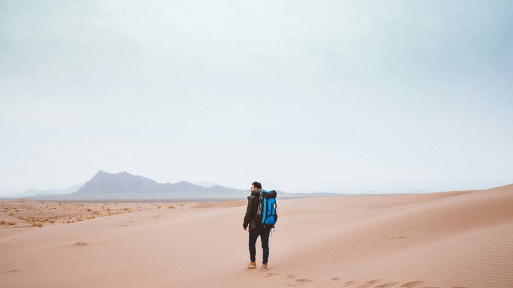 Jesus walking desert