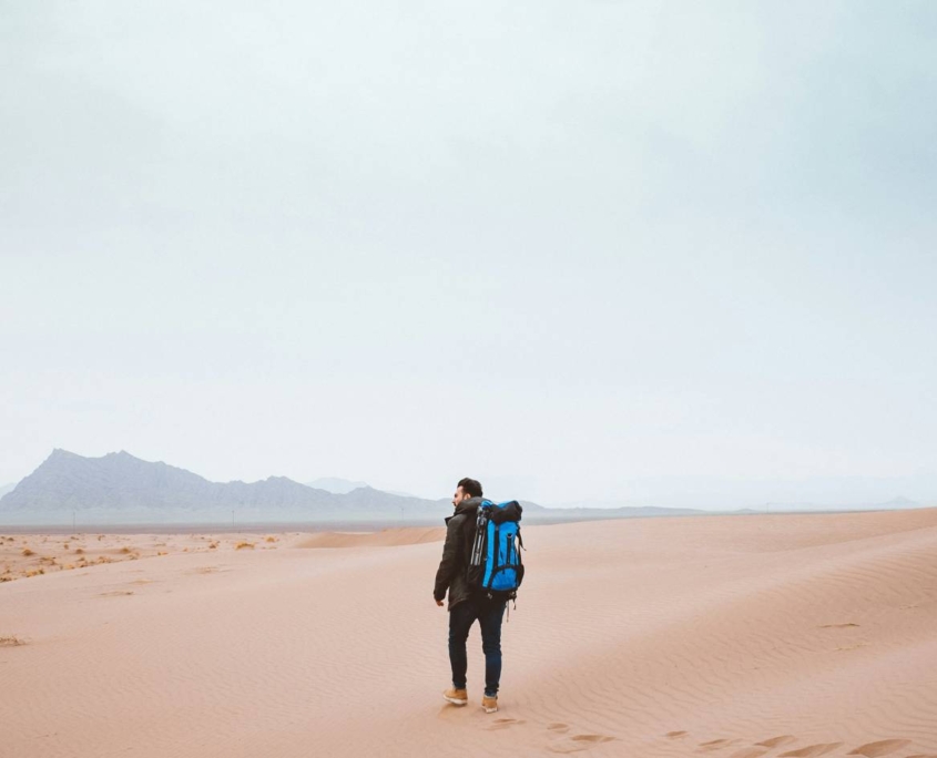 Jesus walking desert